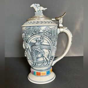 Vintage 1992 Avon “Winners Circle” Beer Stein #31689 Horse Racing Jockey Pewter